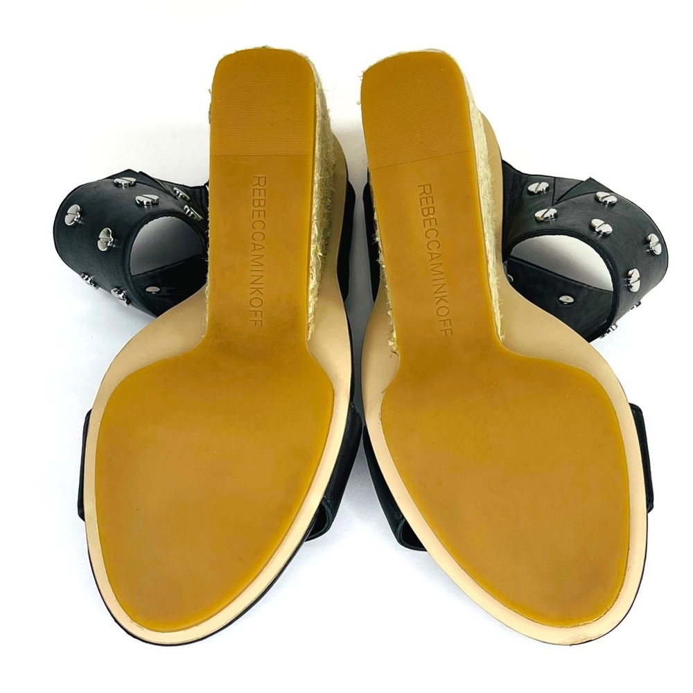 Rebecca Minkoff Black Leather Emily Studded Espadrille Sandals Size 9 - Picture 7 of 7